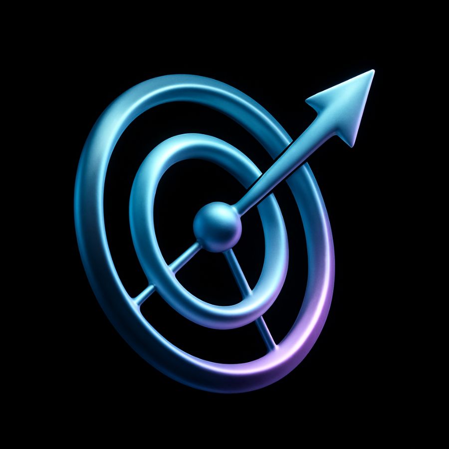 Immagine di una freccia che trafigge un cerchio ad indicare un obbiettivo centrato e utilizzata per simboleggiare la consulenza per Web strategy e SEM